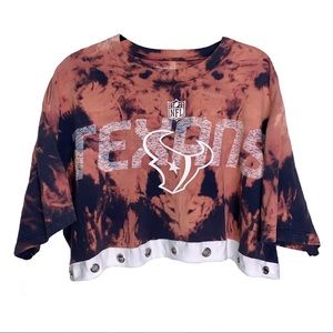 Reworked Houston Texans Acid Wash Cutout TShirt XL